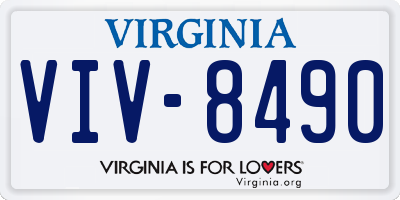 VA license plate VIV8490