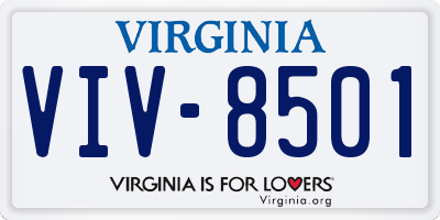 VA license plate VIV8501