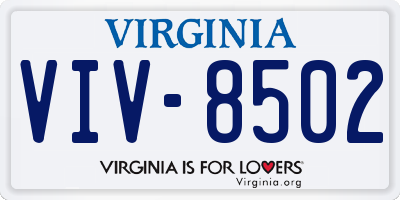 VA license plate VIV8502