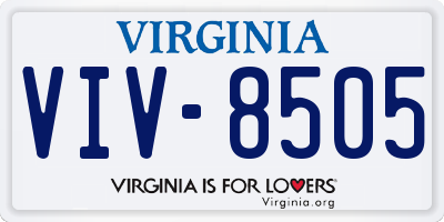 VA license plate VIV8505