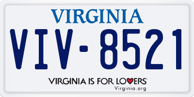 VA license plate VIV8521