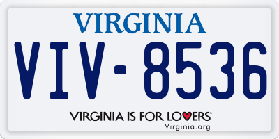 VA license plate VIV8536