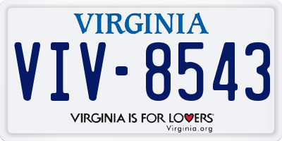 VA license plate VIV8543
