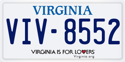 VA license plate VIV8552