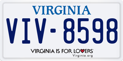 VA license plate VIV8598