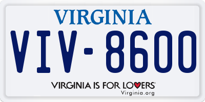 VA license plate VIV8600