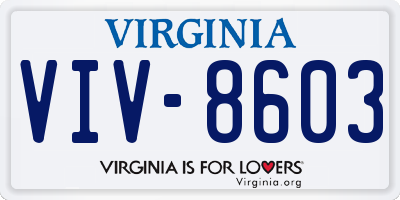 VA license plate VIV8603