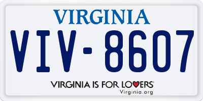 VA license plate VIV8607