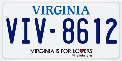 VA license plate VIV8612