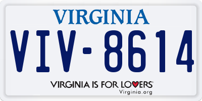 VA license plate VIV8614