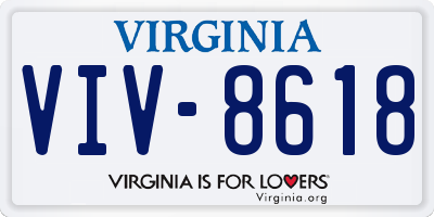 VA license plate VIV8618