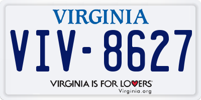 VA license plate VIV8627