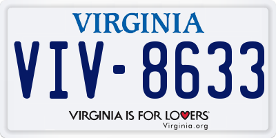 VA license plate VIV8633