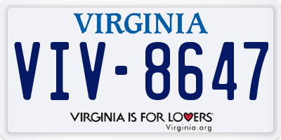 VA license plate VIV8647