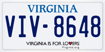 VA license plate VIV8648