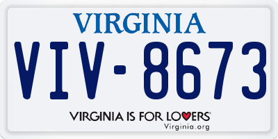 VA license plate VIV8673