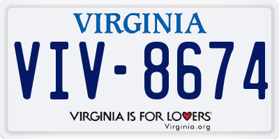 VA license plate VIV8674