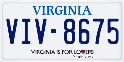 VA license plate VIV8675
