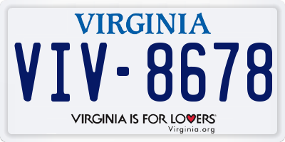 VA license plate VIV8678