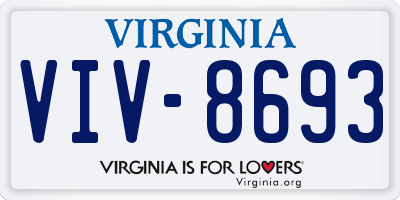 VA license plate VIV8693