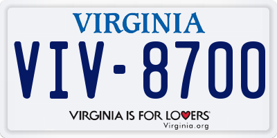 VA license plate VIV8700