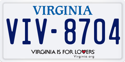 VA license plate VIV8704