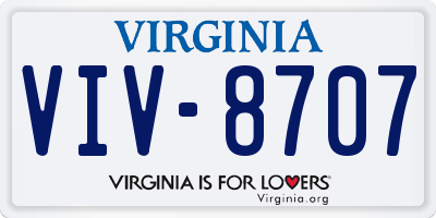 VA license plate VIV8707