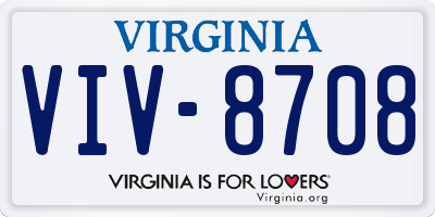 VA license plate VIV8708