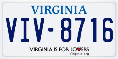 VA license plate VIV8716