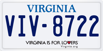 VA license plate VIV8722