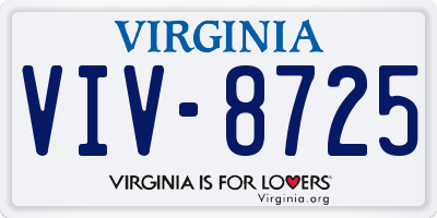 VA license plate VIV8725
