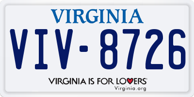 VA license plate VIV8726