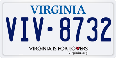 VA license plate VIV8732