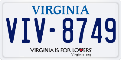 VA license plate VIV8749