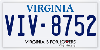 VA license plate VIV8752