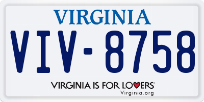 VA license plate VIV8758