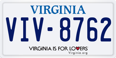 VA license plate VIV8762