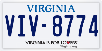 VA license plate VIV8774