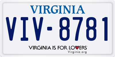 VA license plate VIV8781