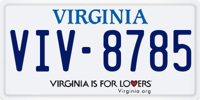 VA license plate VIV8785
