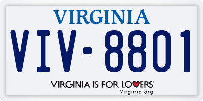 VA license plate VIV8801