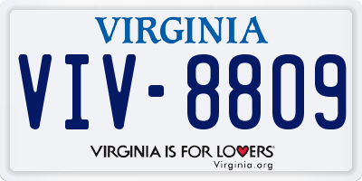 VA license plate VIV8809