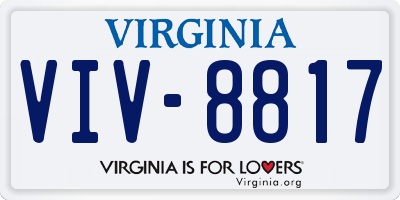 VA license plate VIV8817