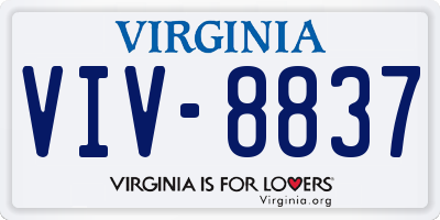 VA license plate VIV8837