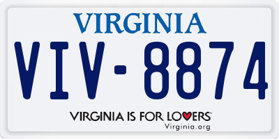 VA license plate VIV8874