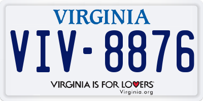 VA license plate VIV8876