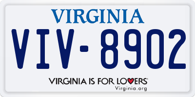 VA license plate VIV8902