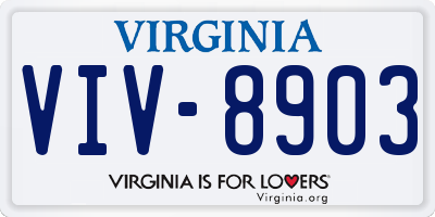 VA license plate VIV8903