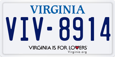 VA license plate VIV8914