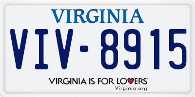 VA license plate VIV8915
